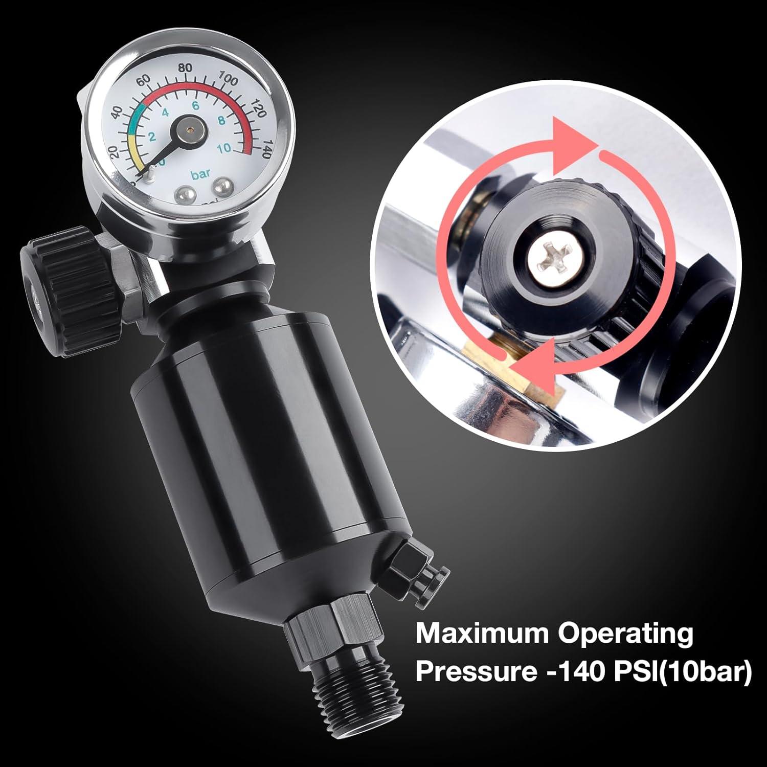 imageYUZES 14quot NPT Air Compressor Filter Regulator Combo with Drain Valve and Gauge for Paint Spary Gun Maximum pressure 140psiBlack