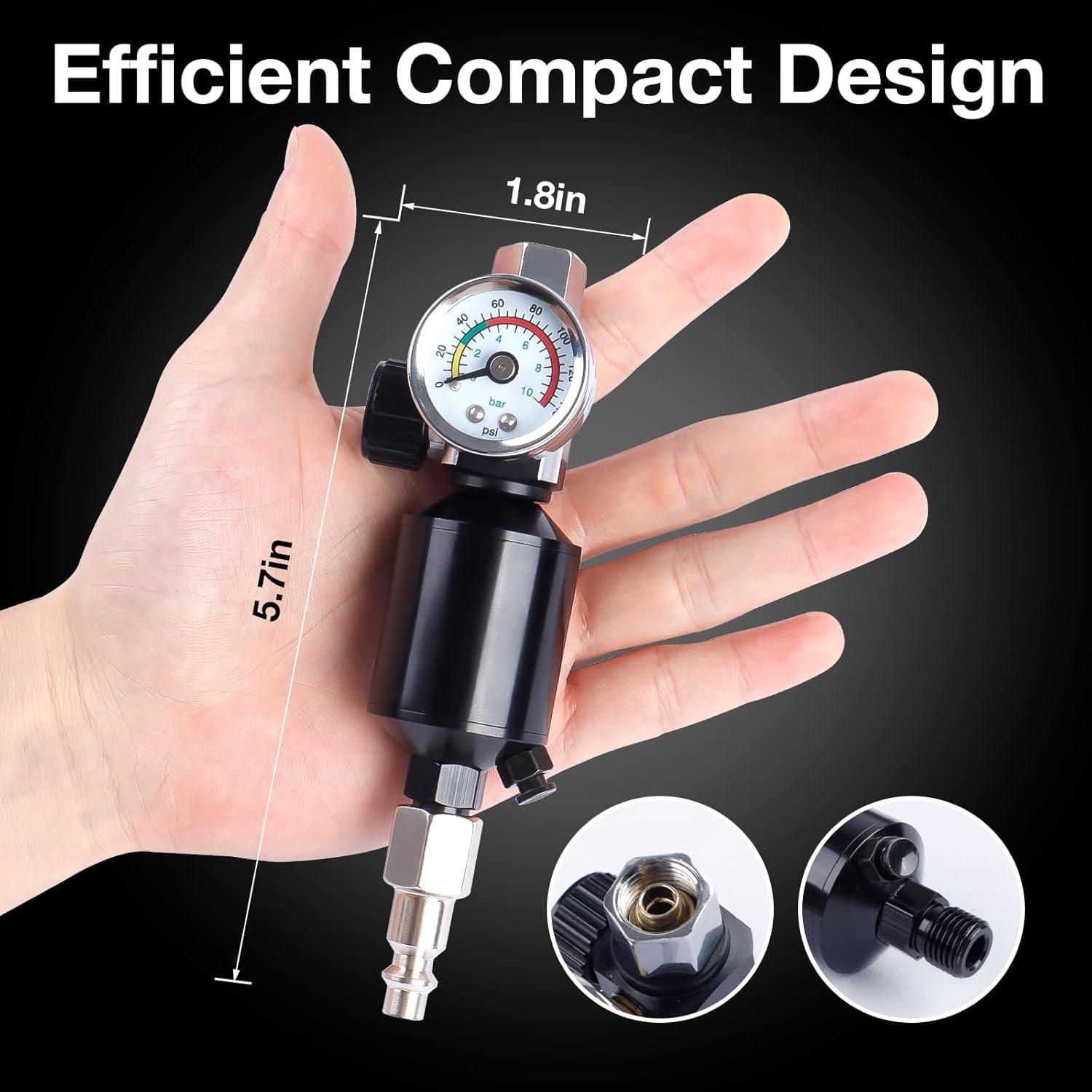 imageYUZES 14quot NPT Air Compressor Filter Regulator Combo with Drain Valve and Gauge for Paint Spary Gun Maximum pressure 140psiBlack