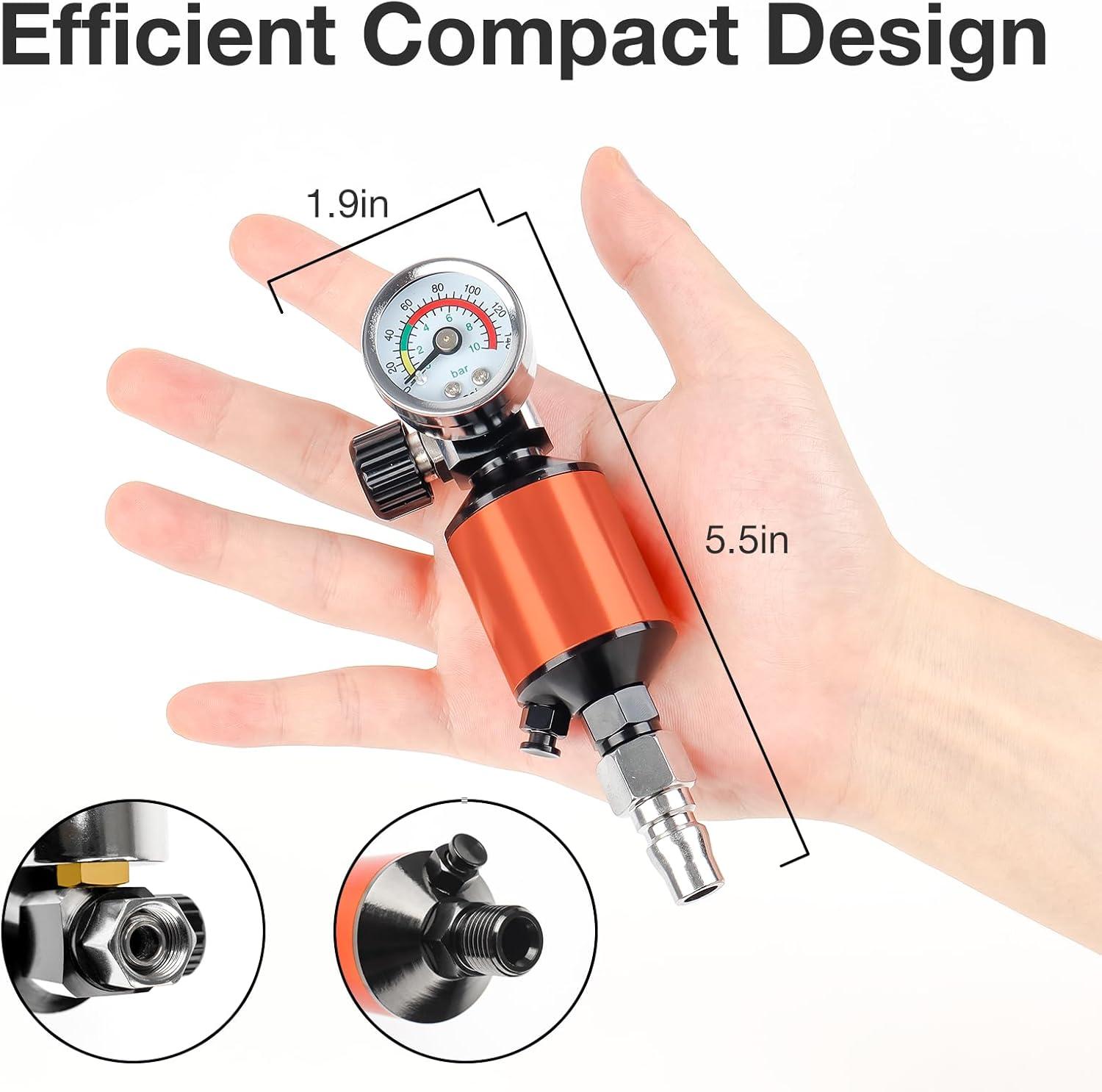 imageYUZES 14quot NPT Air Compressor Filter Regulator Combo with Drain Valve and Gauge for Paint Spary Gun Maximum pressure 140psiOrange