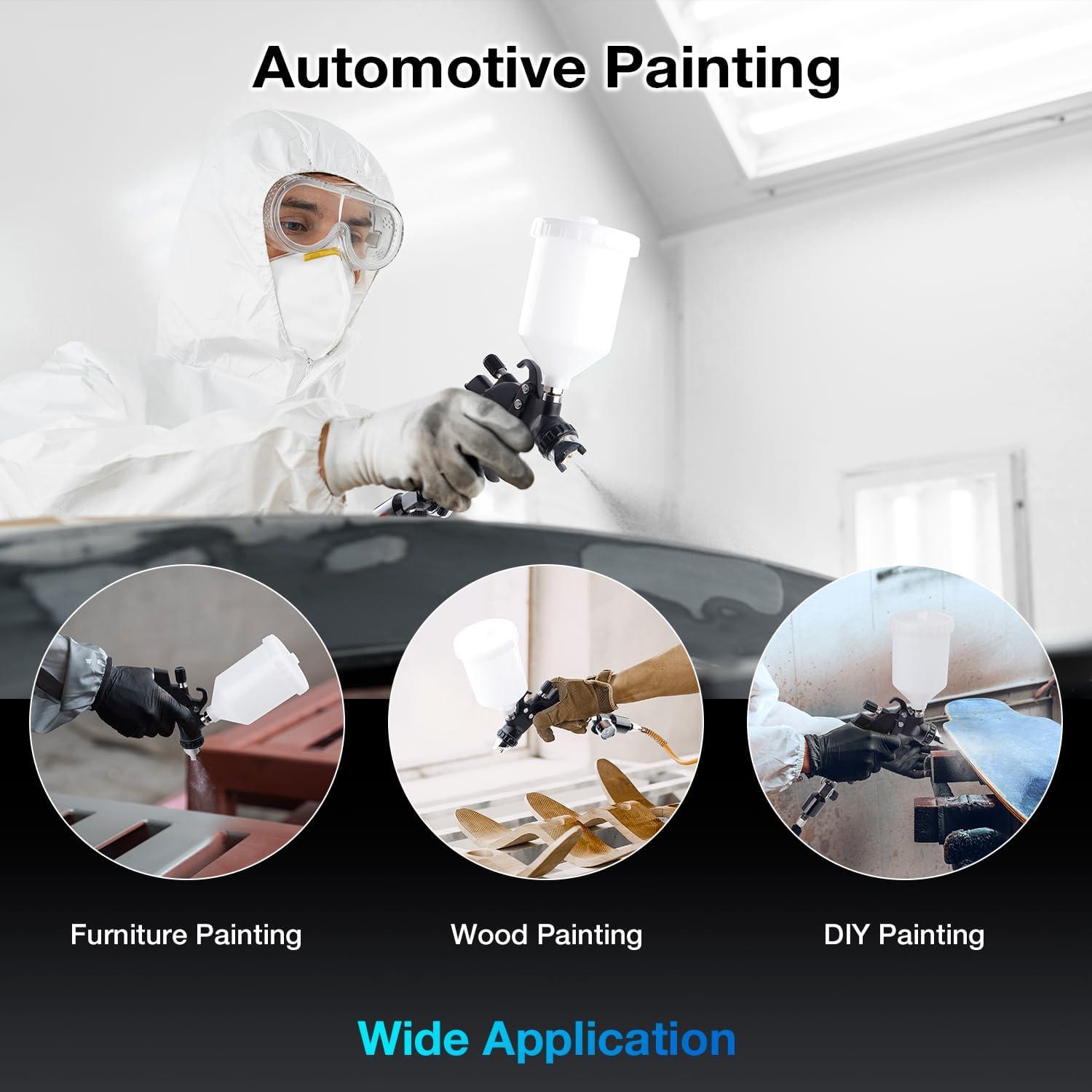 imageYUZES HVLP Paint Sprayer Gun Kit Easy to Use 14172025mm Nozzles Air Spray Gun for Painting Cars ampamp Furniture DIY Painting Paint Spray Gun Kit for Auto Paint Primer ClearTop Coat ampamp TouchUp