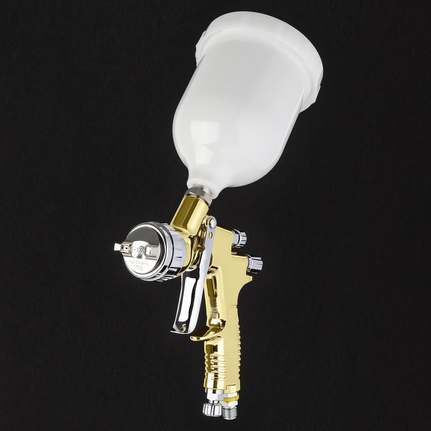 imageYUZES HVLP Spray Gun Kit Ease of Use T110 Pro Paint Guns Automotive Paint Gun for Cars ampamp Furniture DIY Painting 13mm Nozzle 600cc with Paint Sprayer Accessories