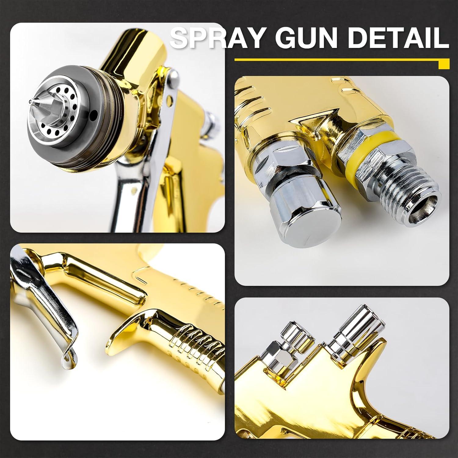 imageYUZES HVLP Spray Gun Kit Ease of Use T110 Pro Paint Guns Automotive Paint Gun for Cars ampamp Furniture DIY Painting 13mm Nozzle 600cc with Paint Sprayer Accessories