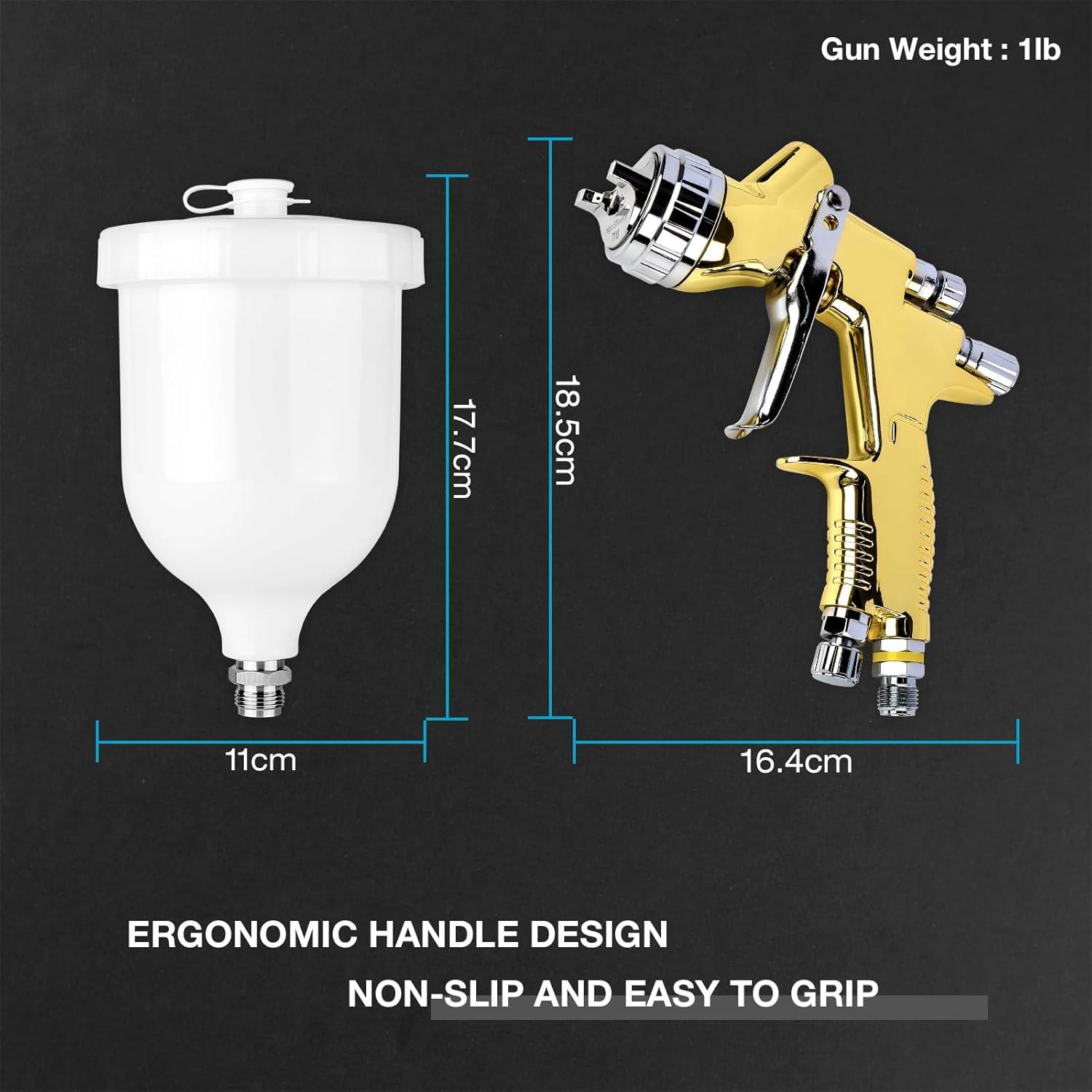 imageYUZES HVLP Spray Gun Kit Ease of Use T110 Pro Paint Guns Automotive Paint Gun for Cars ampamp Furniture DIY Painting 13mm Nozzle 600cc with Paint Sprayer Accessories