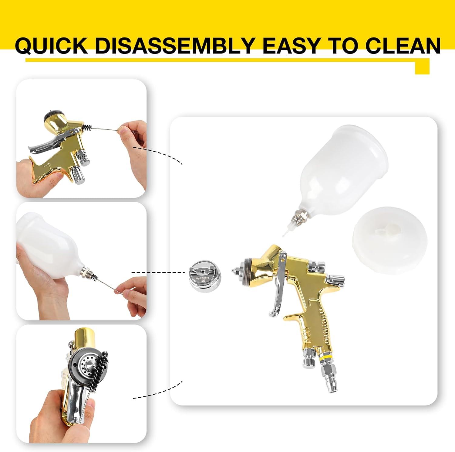 imageYUZES HVLP Spray Gun Kit Ease of Use T110 Pro Paint Guns Automotive Paint Gun for Cars ampamp Furniture DIY Painting 13mm Nozzle 600cc with Paint Sprayer Accessories