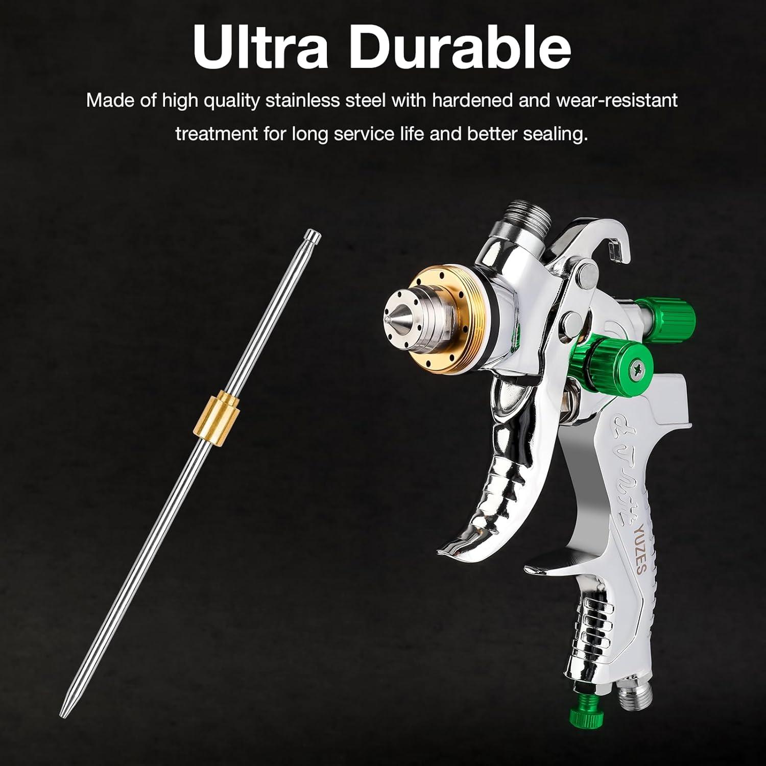 imageYUZES HVLP Spray Gun Kit with 141720mm Nozzles ampamp Air Filter with Pressure Gauge Easy to Use Spray Paint Gun for Cars Air Spray Gun for Painting Cars Furniture DIY Painting Primer Clear CoatGreen A