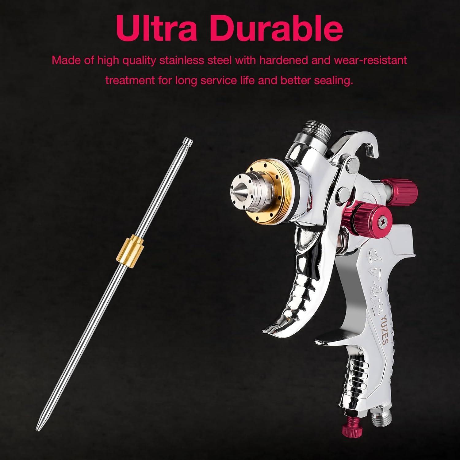 imageYUZES HVLP Spray Gun Kit with 141720mm Nozzles ampamp Air Filter with Pressure Gauge Easy to Use Spray Paint Gun for Cars Air Spray Gun for Painting Cars Furniture DIY Painting Primer Clear CoatRed A