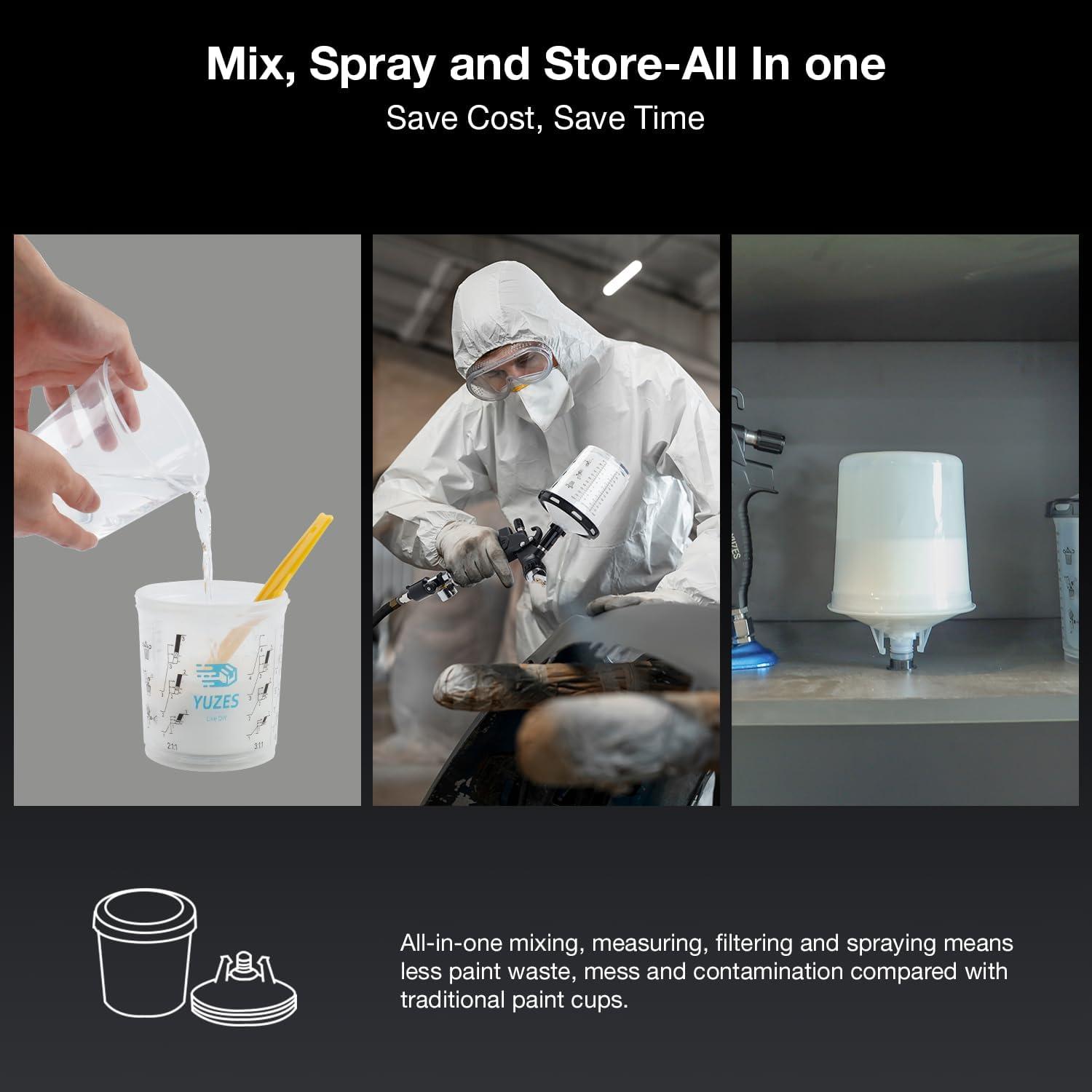 imageYUZES HVLP Spray Gun Plus Kit with 20 Oz Disposable Paint Cups Easy to Use 141720mm Nozzles Air Spray Gun for Painting Cars ampamp Furniture DIY Painting Paint Spray Gun for Primer ClearTop Coat