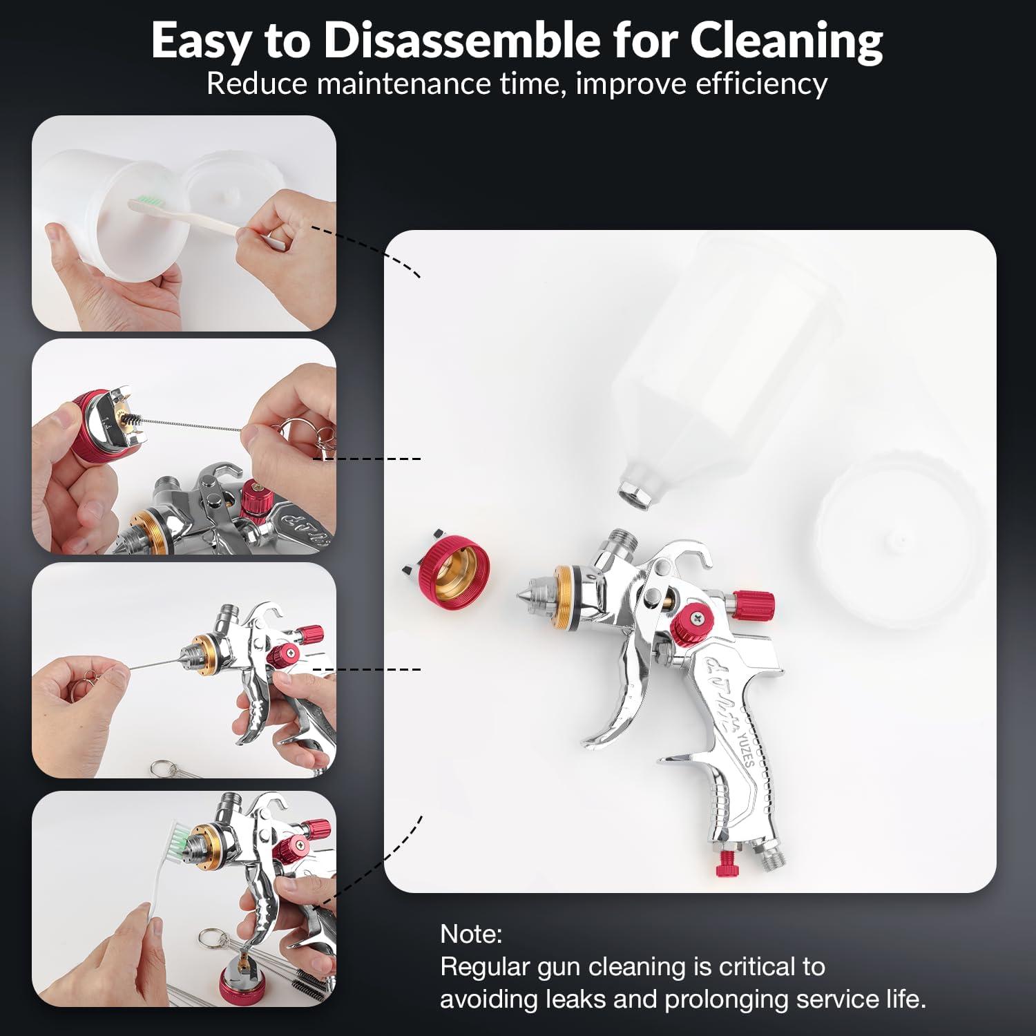 imageYUZES HVLP Spray Gun with 141720mm Nozzles Set Easy to Use Paint Guns Automotive with 10 Disposable Paint Cups Paint Spray Gun for Painting Cars Furniture Primer and Top CoatRed