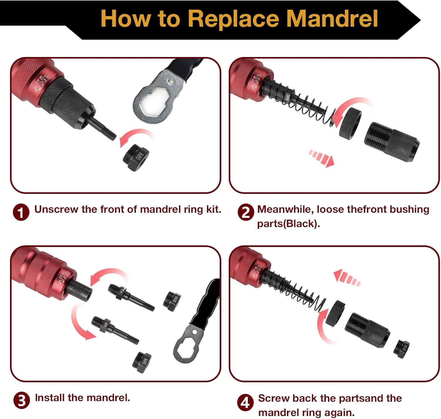 imageYUZES M3 Rivet Nut Tool Tip Replacement Mandrel Compatible with Beaspire and Astro Rivet Nut Drill Adapter 10 Series Rivet Nut ToolM10