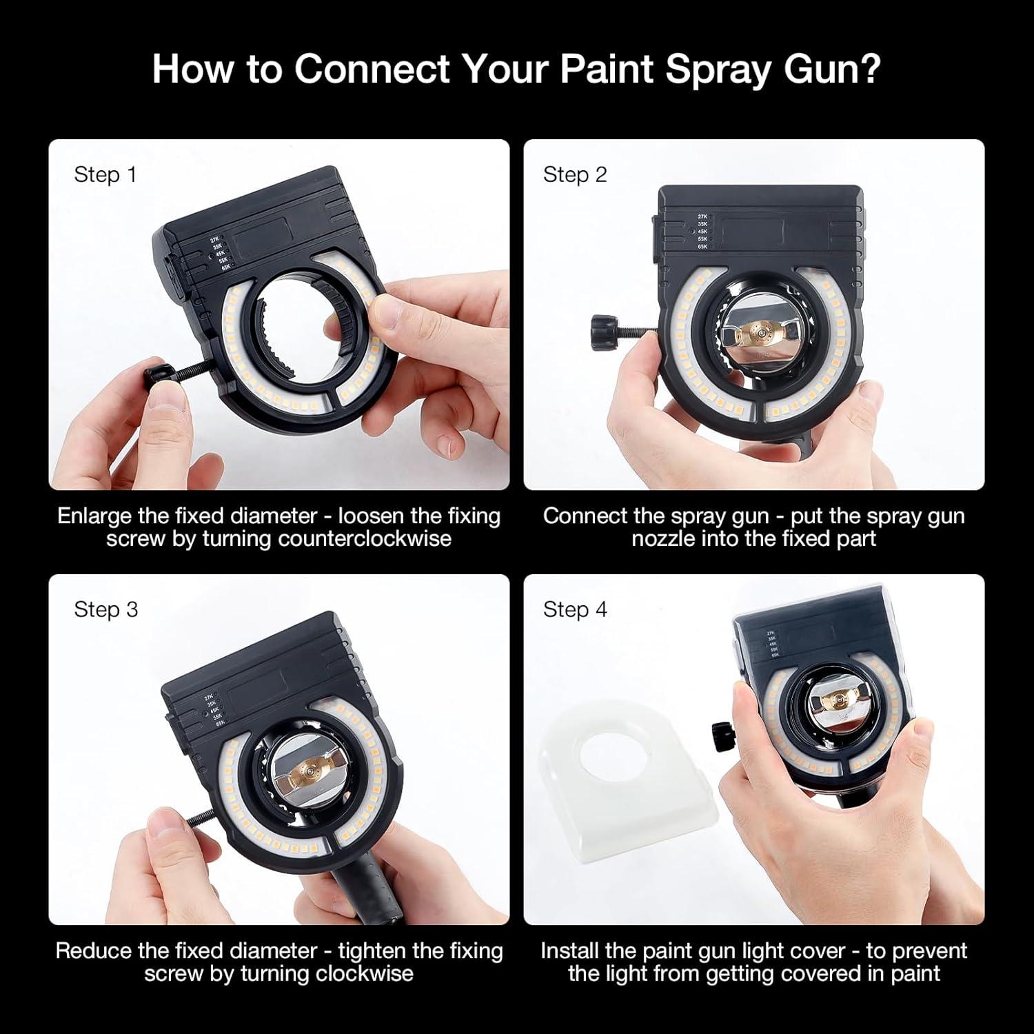 imageYUZES Paint Gun Light with Charger 2700K6500K ampamp 500250 Lumens LED Light for Paint Guns Spray Gun Light Attachment for Evenly Spraying and Reduced Rework Universal Auto Paint Gun Lights