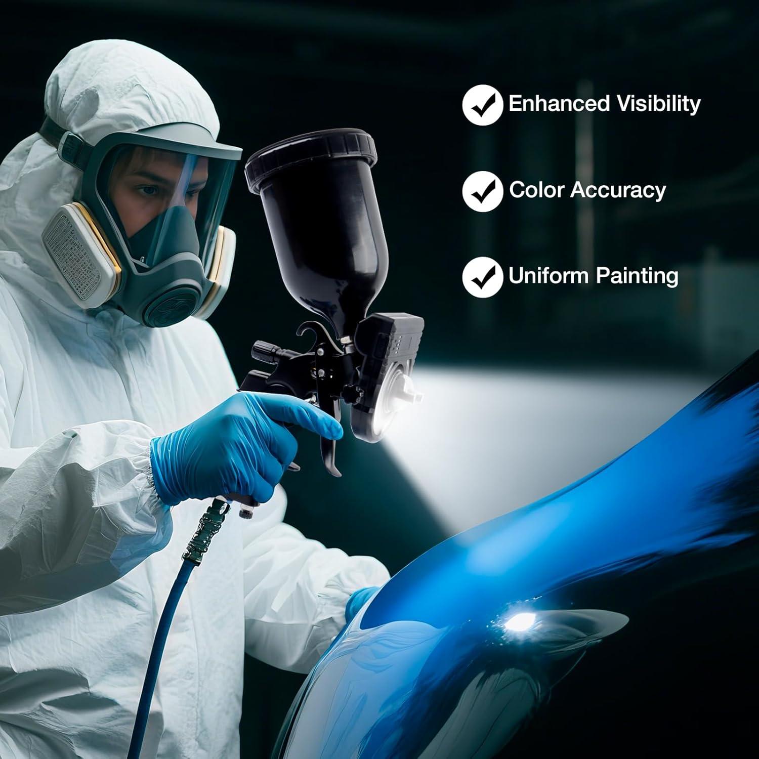 imageYUZES Paint Gun Light with Charger 2700K6500K ampamp 500250 Lumens LED Light for Paint Guns Spray Gun Light Attachment for Evenly Spraying and Reduced Rework Universal Auto Paint Gun Lights