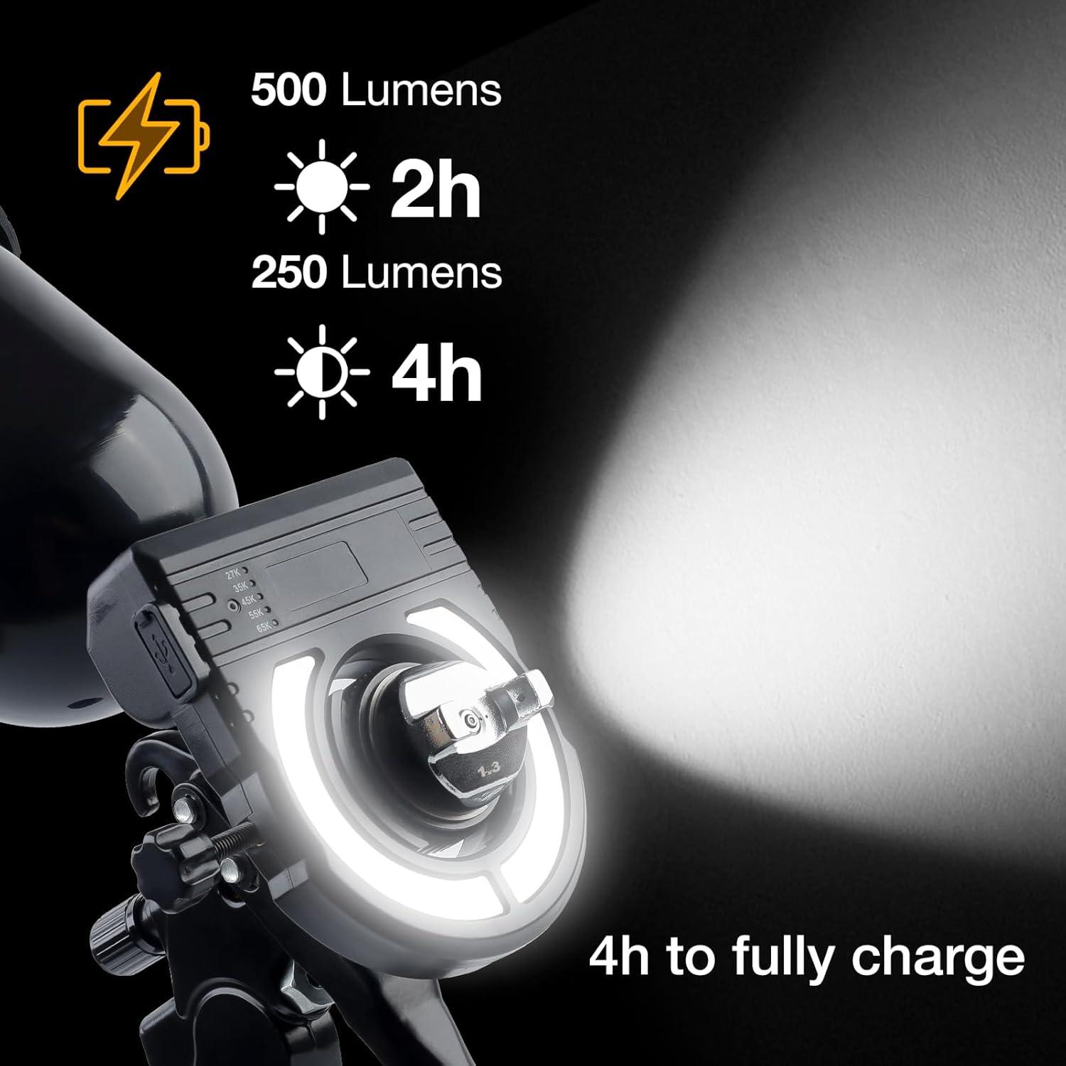 imageYUZES Paint Gun Light with Charger 2700K6500K ampamp 500250 Lumens LED Light for Paint Guns Spray Gun Light Attachment for Evenly Spraying and Reduced Rework Universal Auto Paint Gun Lights