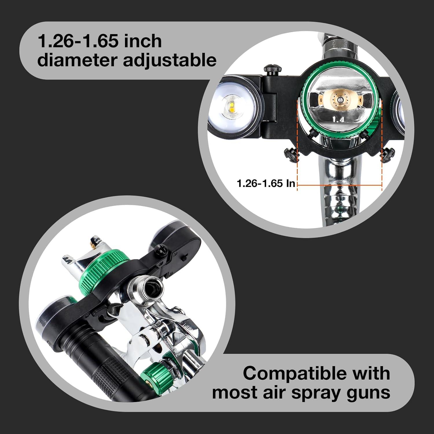 imageYUZES Paint Spray Gun Light with Charger WhiteWarm Light 2 Modes 3 Levels of Brightness Adjustable LED Ultra Lighting System Universal Auto Paint Gun Light