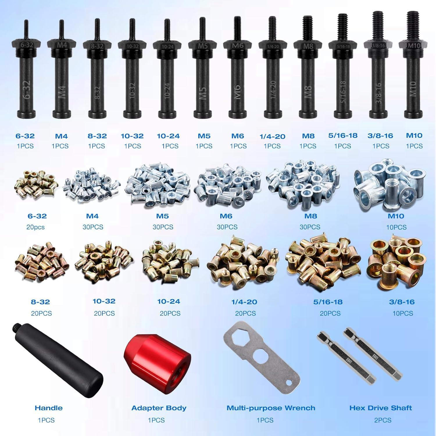 imageYUZES Rivet Nut Tool Adapter for Cordless Drill Electric Newly LaborSaving Rivet Gun Kit Professional Rivet Nut Tool kit with Carrying Case Rivet Nut Tool30R1Rivet Nut Tool30R1