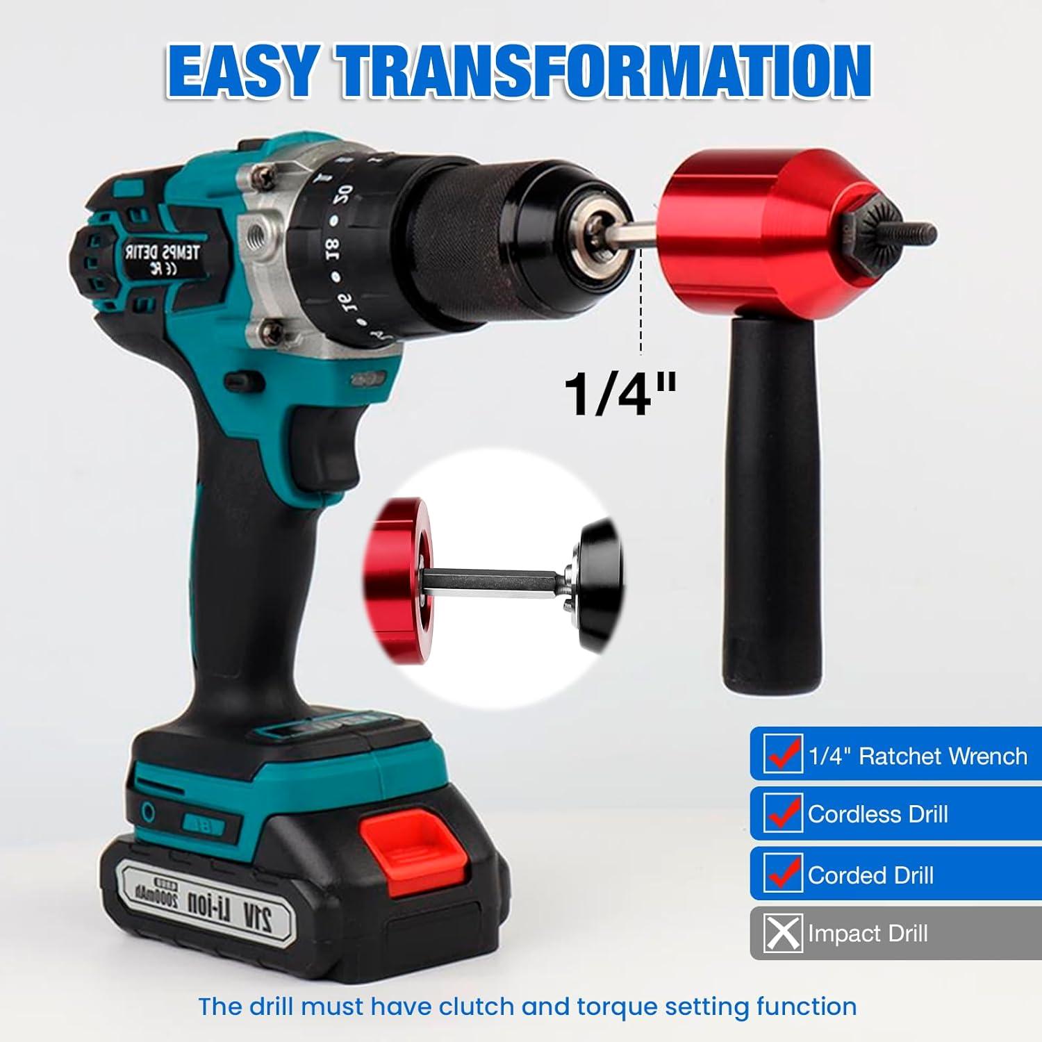 imageYUZES Rivet Nut Tool Adapter for Cordless Drill Electric Newly LaborSaving Rivet Gun Kit Professional Rivet Nut Tool kit with Carrying Case Rivet Nut Tool30R1Rivet Nut Tool30R1