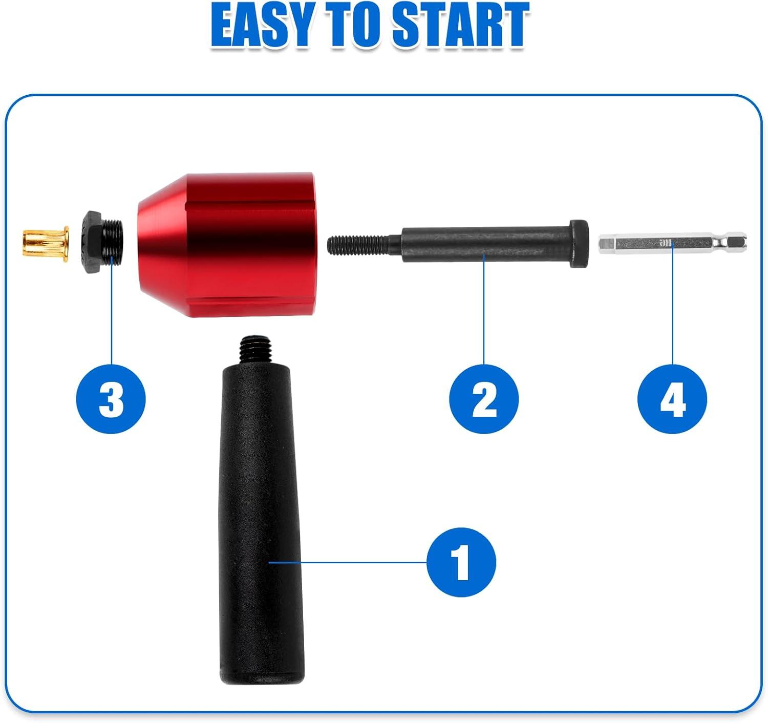 imageYUZES Rivet Nut Tool Adapter for Cordless Drill Electric Newly LaborSaving Rivet Gun Kit Professional Rivet Nut Tool kit with Carrying Case Rivet Nut Tool30R1Rivet Nut Tool30R1