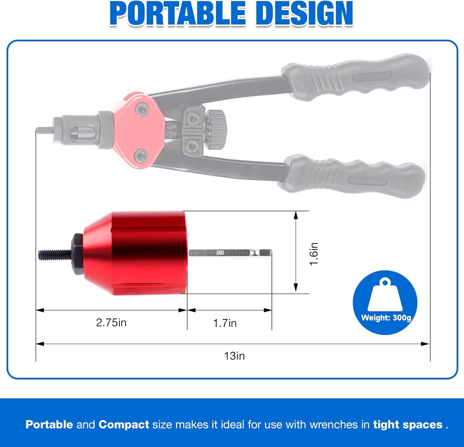 imageYUZES Rivet Nut Tool Adapter for Cordless Drill Electric Newly LaborSaving Rivet Gun Kit Professional Rivet Nut Tool kit with Carrying Case Rivet Nut Tool30R1Rivet Nut Tool30R1