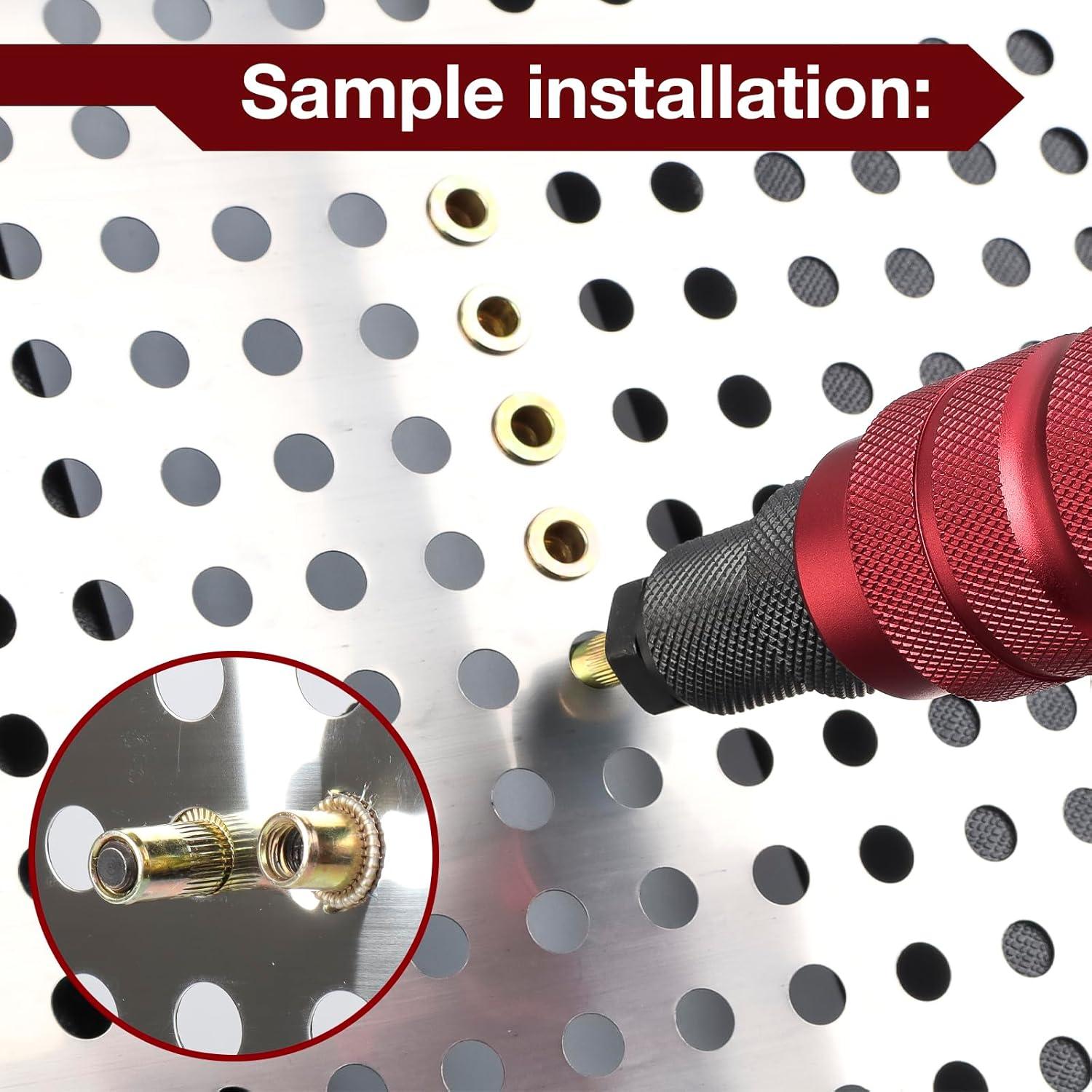 imageYUZES Rivet Nut Tool Drill Adapter Kit LaborSaving Rivet Nut Gun Cordless with 10 Mandrels and 50 Rivet Nuts Rivnut Tool Kit for Nutsert Cars Metalwork Home Improvement DIY  10 Series