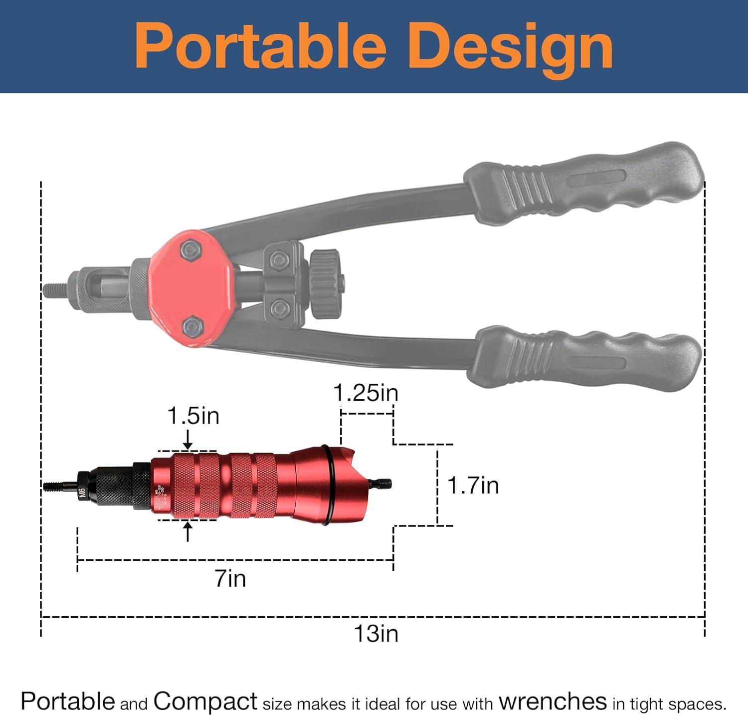 imageYUZES Rivet Nut Tool Drill Adapter Kit LaborSaving Rivet Nut Gun Cordless with 10 Mandrels and 50 Rivet Nuts Rivnut Tool Kit for Nutsert Cars Metalwork Home Improvement DIY  10 Series