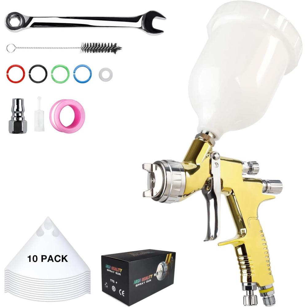 imageYUZES HVLP Spray Gun Kit Ease of Use T110 Pro Paint Guns Automotive Paint Gun for Cars ampamp Furniture DIY Painting 13mm Nozzle 600cc with Paint Sprayer Accessories