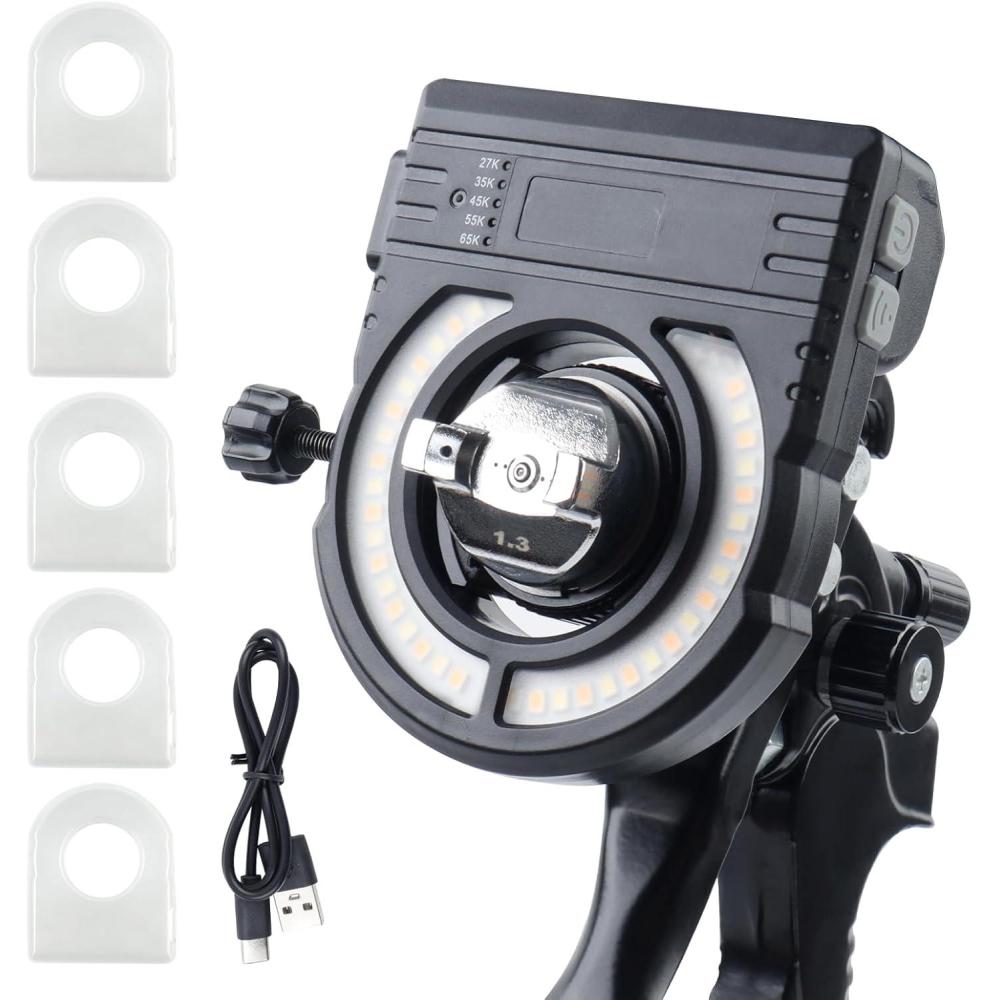 imageYUZES Paint Gun Light with Charger 2700K6500K ampamp 500250 Lumens LED Light for Paint Guns Spray Gun Light Attachment for Evenly Spraying and Reduced Rework Universal Auto Paint Gun Lights