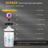 imageYUZES Disposable Paint Cups for Spray Gun 20 Ounce 600ml 50 Disposable Paint Cup with Lids 2 Hard Mixing Cups with Retainer Ring 20 Plugs PTFE Tape Stirrer for LVLP HVLP Spray GunDPS011 with Pink PTFE Tape