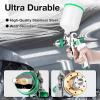 imageYUZES HVLP Spray Gun Kit with 141720mm Nozzles ampamp Air Filter with Pressure Gauge Easy to Use Spray Paint Gun for Cars Air Spray Gun for Painting Cars Furniture DIY Painting Primer Clear CoatGreen