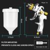 imageYUZES HVLP Spray Gun Kit with 141720mm Nozzles ampamp Air Filter with Pressure Gauge Easy to Use Spray Paint Gun for Cars Air Spray Gun for Painting Cars Furniture DIY Painting Primer Clear CoatYellow