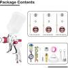 imageYUZES HVLP Spray Gun Kit with 141720mm Nozzles ampamp Air Filter with Pressure Gauge Easy to Use Spray Paint Gun for Cars Air Spray Gun for Painting Cars Furniture DIY Painting Primer Clear CoatRed A