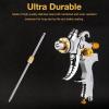 imageYUZES HVLP Spray Gun Kit with 141720mm Nozzles ampamp Air Filter with Pressure Gauge Easy to Use Spray Paint Gun for Cars Air Spray Gun for Painting Cars Furniture DIY Painting Primer Clear CoatYellow