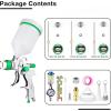 imageYUZES HVLP Spray Gun Kit with 141720mm Nozzles ampamp Air Filter with Pressure Gauge Easy to Use Spray Paint Gun for Cars Air Spray Gun for Painting Cars Furniture DIY Painting Primer Clear CoatGreen A
