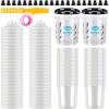 imageYUZES Disposable Paint Cups for Spray Gun 20 Ounce 600ml 50 Disposable Paint Cup with Lids 2 Hard Mixing Cups with Retainer Ring 20 Plugs PTFE Tape Stirrer for LVLP HVLP Spray GunDPS011 with Pink PTFE Tape