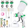 imageYUZES HVLP Spray Gun Kit with 141720mm Nozzles ampamp Air Filter with Pressure Gauge Easy to Use Spray Paint Gun for Cars Air Spray Gun for Painting Cars Furniture DIY Painting Primer Clear CoatGreen A