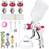 imageYUZES HVLP Spray Gun Kit with 141720mm Nozzles ampamp Air Filter with Pressure Gauge Easy to Use Spray Paint Gun for Cars Air Spray Gun for Painting Cars Furniture DIY Painting Primer Clear CoatRed A