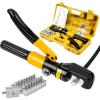 imageYUZES Hydraulic Crimping Tool 10 Tons 12 AWG to 20 Battery Cable Crimper Tool with 9 Dies Easy to Operate Hydraulic Wire Crimping Tool Kit for Wire Rope Battery Cable Ends Ring TerminalsYQK70A