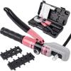 imageYUZES Hydraulic Crimping Tool 10 US Tons 12 AWG to 00 20 AWG for Cable Lug Cable Railing Electrical Terminal Cable Wire Tool Kit with 9 Die Battery Cable Crimper Tool