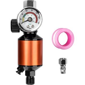 imageYUZES 14quot NPT Air Compressor Filter Regulator Combo with Drain Valve and Gauge for Paint Spary Gun Maximum pressure 140psiOrange