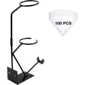 imageYUZES Gravity Feed Paint Spray Gun Holder Stand with 100PCS Nylon Mesh Paint Strainers and Removable Strainer Holder for WallMounted or Bench Mount