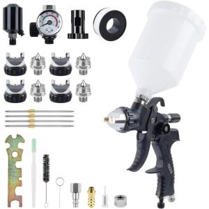 imageYUZES HVLP Paint Sprayer Gun Kit Easy to Use 14172025mm Nozzles Air Spray Gun for Painting Cars ampamp Furniture DIY Painting Paint Spray Gun Kit for Auto Paint Primer ClearTop Coat ampamp TouchUp
