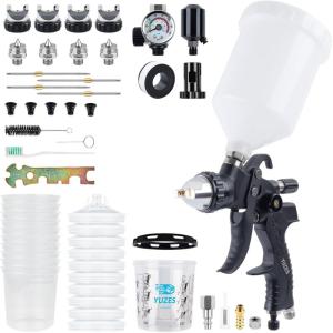 imageYUZES HVLP Spray Gun Plus Kit with 20 Oz Disposable Paint Cups Easy to Use 141720mm Nozzles Air Spray Gun for Painting Cars ampamp Furniture DIY Painting Paint Spray Gun for Primer ClearTop Coat