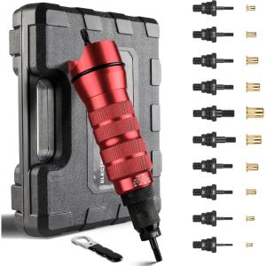 imageYUZES Rivet Nut Tool Drill Adapter Kit LaborSaving Rivet Nut Gun Cordless with 10 Mandrels and 50 Rivet Nuts Rivnut Tool Kit for Nutsert Cars Metalwork Home Improvement DIY  10 Series